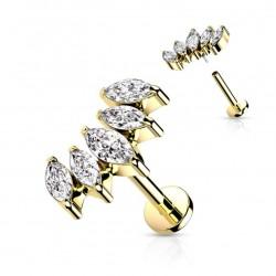 Labret earring made of steel with wrap-cluster and cubic zirconia PiercedFish LSIL01 for piercing of ear cartilage, helix, tragus, lips (Monroe, Medusa)